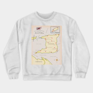 Illustrated map of Trinidad & Tobago Crewneck Sweatshirt